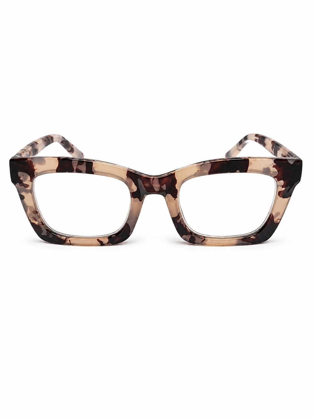 +1.75 Beige Tortoiseshell Square Women's Eyeglasses #0078